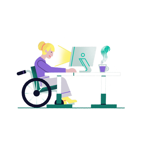 Aan het werk in een rolstoel